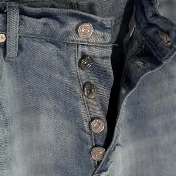 KanCan High Rise Distressed Wide Leg Jeans Light Wash Button Fly Size 9/28 - Picture 4 of 6